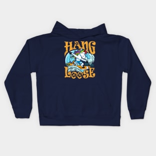 Surfing Hang Loose Unicorn Surfer Surf Kids Hoodie